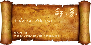 Szűcs Zdenka névjegykártya